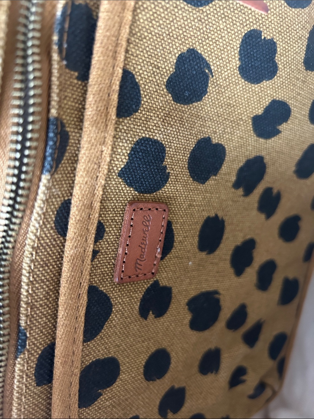 Madewell Leopard-Print Tote in Mustard and Black with Brown Handles - Picture 4 of 4